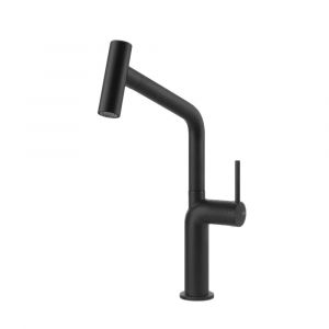 GESSI mitigeur robinet de cuisine semi-professionnel 60313 STELO (Matt Black - M&eacute;tal)