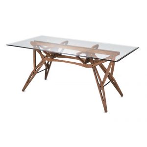 ZANOTTA table avec plateau en verre REALE (80x160 cm - Chêne teinté noyer)