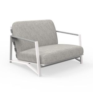 TALENTI fauteuil luxury d'extérieur COTTAGE Collection Icon (White / Light grey - Tissu et aluminium peint)