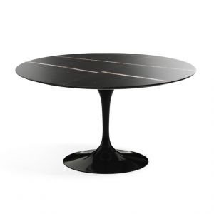 KNOLL table ronde TULIP &Oslash; 137 cm collection Eero Saarinen (Base noire / plateau Sahara Noir - marbre et aluminium)