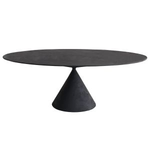 DESALTO table oval CLAY (120x218 cm / Béton noir - Base en polyuréthane / Plateau MDF avec revêtement)