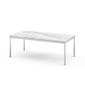 KNOLL table basse FLORENCE KNOLL 114 x 57 x H 43 cm (Marbre Statuarietto - Acier chromé poli)