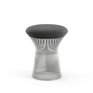 KNOLL tabouret PLATNER (Black / Nickel - Tissu Circa / Métal)