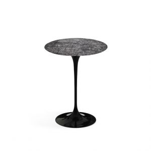 KNOLL table ronde TULIP Ø 41 cm collection Eero Saarinen (Base noire / plateau gris Carnico - marbre et aluminium)