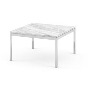 KNOLL table basse FLORENCE KNOLL 60 x 60 x H 35 cm (Marbre Statuarietto - Acier chromé poli)