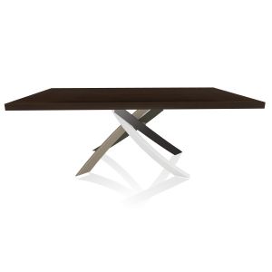 BONTEMPI CASA table avec structure multicolor elegant ARTISTICO 20.01 200x106 cm (Chêne Spessart - Plateau en bois plaqué et structure en acier laqué multicolor elegant)