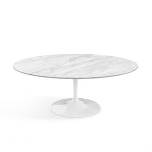KNOLL table basse ovale TULIP collection Eero Saarinen 107x70 cm (Base blanche / plateau Statuarietto satin - marbre et aluminium)