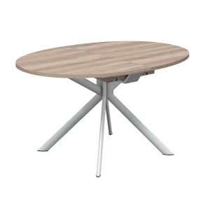 CONNUBIA table extensible à rallonge avec piètement blanc optique mat GIOVE CB/4739-D 140 cm (Plateau et rallonge vintage - Métal et bois anobli)