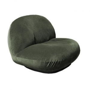 GUBI fauteuil avec la base pivotante PACHA LOUNGE CHAIR (Cat. B Velvet 2 4956 - tissu et bois finition Soft Black Semi Matt)