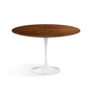 KNOLL table ronde TULIP &Oslash; 120 cm collection Eero Saarinen (Base blanche / plateau Santos Palissandro - Bois et aluminium)