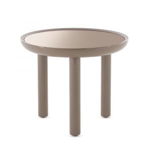 KARTELL table basse K-TOP &Oslash; 60 x H 50 cm (Bronze / Taupe - C&eacute;ramique effet miroir, pi&egrave;tement en MDF et ch&ecirc;ne laqu&eacute; polyester)