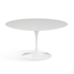 KNOLL table ronde TULIP &Oslash; 137 cm collection Eero Saarinen (Base blanche / plateau blanc - Plastique lamin&eacute; et alluminium)