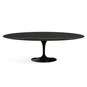 KNOLL table ovale TULIP collection Eero Saarinen 244x137 cm (Base noire / plateau Sahara Noir satin&eacute; - marbre et aluminium)