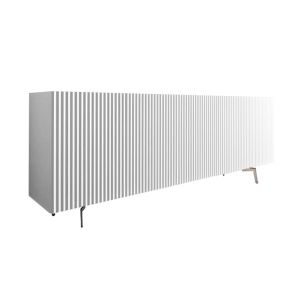 HORM buffet avec 5 portes LEON sur base Mid-Century Modern L 240 cm (H 80 cm - Hêtre laqué blanc et portes en MDF laqué blanc)
