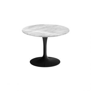 KNOLL table basse ronde TULIP Ø 51 cm collection Eero Saarinen (Base noire / plateau Statuarietto - marbre et aluminium)