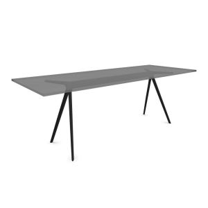 MAGIS table BAGUETTE 200x90 cm (Plateau transparent fumé, structure noire - Verre et aluminium peint en polyester)