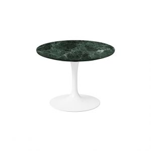 KNOLL table basse ronde TULIP Ø 51 cm collection Eero Saarinen (Base blanche / plateau Verde Alpi satin - marbre et aluminium)