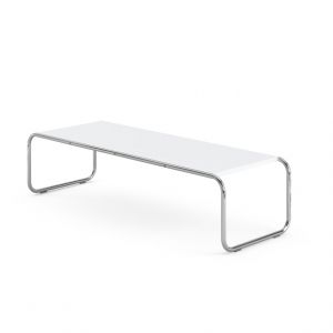 KNOLL table basse rectangulaire LACCIO (Blanc - Laminé plastique et acier chromé)