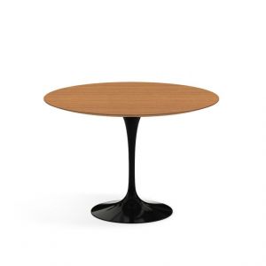 KNOLL table ronde TULIP &Oslash; 107 cm collection Eero Saarinen (Base noire / plateau en teak - Bois et aluminium)