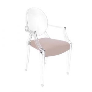 MYAREADESIGN set de 4 chaises KARTELL LOUIS GHOST avec le coussins IL CUSCINO (Rose antique cod. 18 - Eco-cuir Greta)