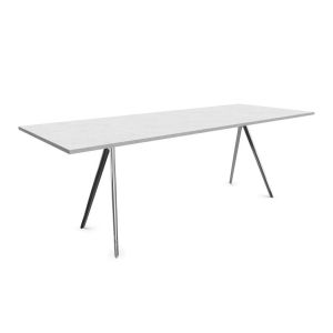 MAGIS table BAGUETTE 200x90 cm (Plateau blanc Carrara, structure brillante - marbre et aluminium)