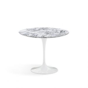 KNOLL table ronde TULIP Ø 91 cm collection Eero Saarinen (Base blanche / plateau Arabescato - marbre et aluminium)