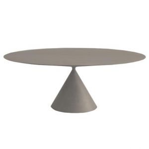 DESALTO table oval CLAY (120x180 cm / Béton gris lune - Base en polyuréthane / Plateau MDF avec revêtement)