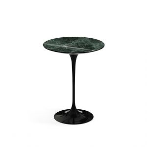 KNOLL table ronde TULIP &Oslash; 41 cm collection Eero Saarinen (Base noire / plateau en Verde Alpi - marbre et aluminium)