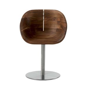 RIVA 1920 fauteuil pivotant GIOCONDA (Noyer sans noeuds - Bois massif et acier satin&eacute;)