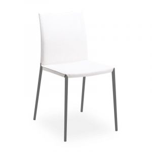 ZANOTTA chaise LIA 2086 (Peau de vache Cat. 95 - Structure en aluminium peint graphite)