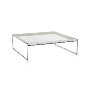 KARTELL table basse TRAYS 80 x 80 cm (Blanc - PMMA et acier chromé)