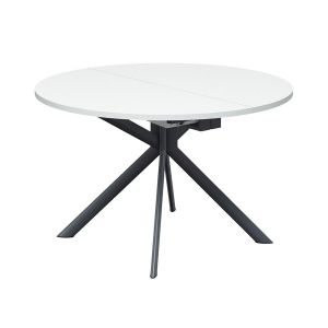 CONNUBIA table extensible à rallonge avec piètement gris mat GIOVE CB/4739-D 120 cm (Plateau et rallonge blanc texturé - Métal et bois anobli)