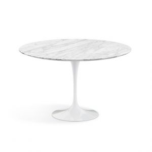 KNOLL table ronde TULIP Ø 120 cm collection Eero Saarinen (Base blanche / plateau Statuarietto satin - marbre et aluminium)