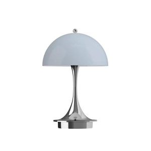 LOUIS POULSEN lampe de table PANTHELLA 160 PORTABLE V3 (Bleu gris / Chrome, diffuseur opalin - Acrylique)