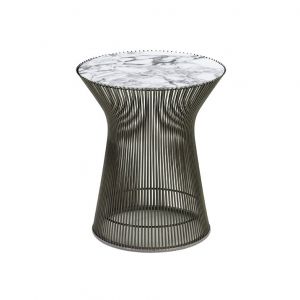 KNOLL table basse ronde PLATNER Ø 40 x H 46 cm (Bronze / Arabescato - Métal / marbre)
