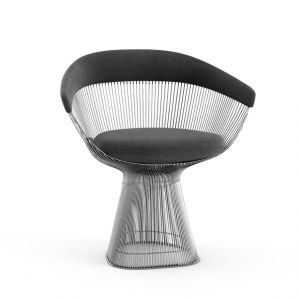 KNOLL fauteuil PLATNER (Black / Nickel - Tissu Circa / M&eacute;tal)
