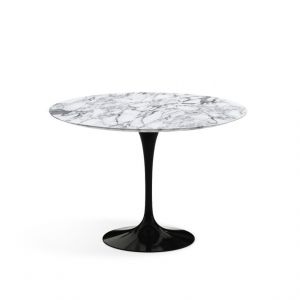 KNOLL table ronde TULIP Ø 107 cm collection Eero Saarinen (Base noire / plateau Arabescato satin - marbre et aluminium)