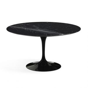 KNOLL table ronde TULIP &Oslash; 137 cm collection Eero Saarinen (Base noire / plateau noir Marquina - marbre et aluminium)