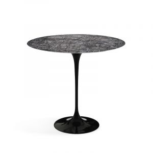 KNOLL table basse ovale TULIP collection Eero Saarinen 57x38 cm (Base noire / plateau gris Carnico - marbre et aluminium)