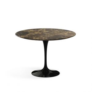 KNOLL table ronde TULIP &Oslash; 107 cm collection Eero Saarinen (Base noire / Plateau Emperador marron - marbre et aluminium)
