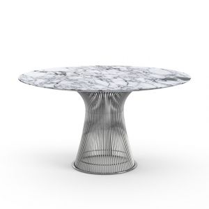 KNOLL table ronde PLATNER Ø 135 cm (Nickel / Arabescato - Métal / marbre)