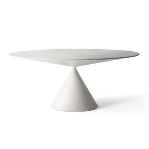DESALTO table ronde pour l'ext&eacute;rieur CLAY OUTDOOR &Oslash; 120 cm (Pi&egrave;tement laqu&eacute; mat, plateau P1 - Base en polyur&eacute;thane / Plateau en c&eacute;ramique)