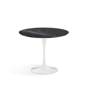 KNOLL table ronde TULIP &Oslash; 91 cm collection Eero Saarinen (Base blanche / plateau noir Marquina - marbre et aluminium)
