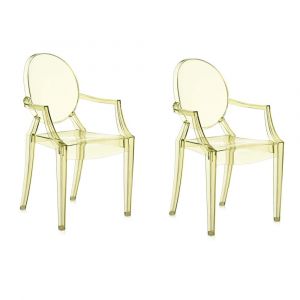 KARTELL set de 2 chaises LOUIS GHOST (Jaune - Polycarbonate 2.0 recycl&eacute;)