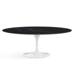 KNOLL table ovale TULIP collection Eero Saarinen 198x121cm (Base blanche / plateau Noir Marquin satiné - marbre et aluminium)