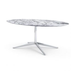 KNOLL table ovale FLORENCE KNOLL 198 x 121 cm (Arabescato brillant - Marbre et acier chromé)