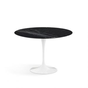 KNOLL table ronde TULIP Ø 107 cm collection Eero Saarinen (Base blanche / plateau noir Marquina - marbre et aluminium)