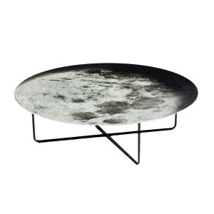 DIESEL WITH MOROSO table basse MY MOON MY MIRROR (Impression photographique - Verre tremp&eacute; miroir, base en acier noir poli)