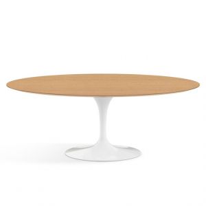 KNOLL table ovale TULIP collection Eero Saarinen 198x121cm (Base blanche / plateau en chêne naturel - Bois et aluminium)