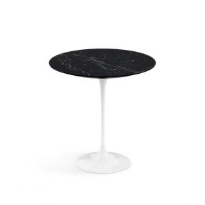 KNOLL table ronde TULIP &Oslash; 51 cm collection Eero Saarinen (Base blanche / plateau Noir Marquin satin&eacute; - marbre et aluminium)